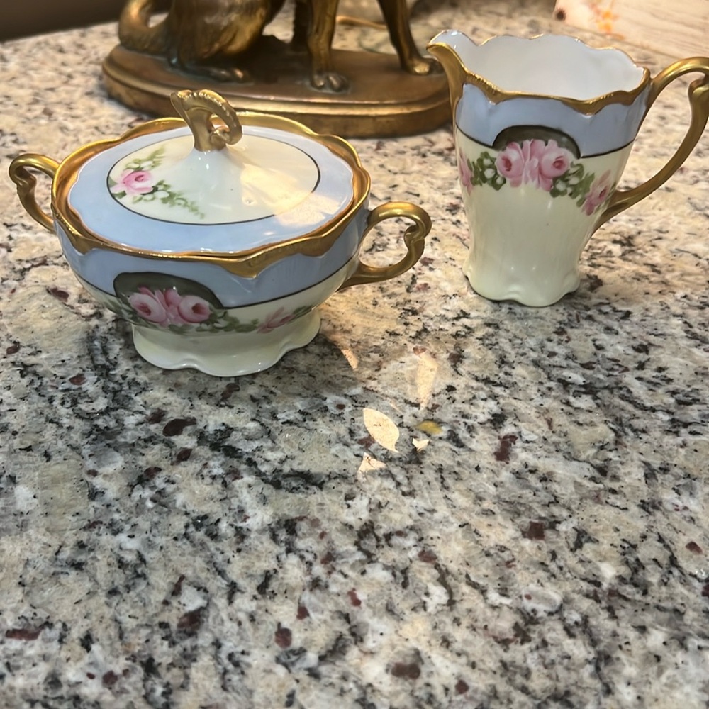 Antique cream and sugar set